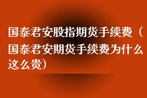 国泰君安股指期货手续费（国泰君安期货手续费为什么这么贵）_https://www.iteshow.com_黄金期货_第1张