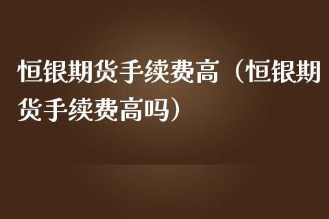 恒银期货手续费高（恒银期货手续费高吗）_https://www.iteshow.com_期货品种_第1张