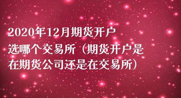 2020年12月期货开户选哪个交易所（期货开户是在期货公司还是在交易所）_https://www.iteshow.com_期货公司_第1张