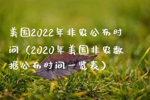 美国2022年非农公布时间（2020年美国非农数据公布时间一览表）_https://www.iteshow.com_期货公司_第1张