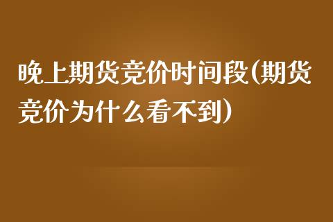 晚上期货竞价时间段(期货竞价为什么看不到)_https://www.iteshow.com_期货交易_第1张