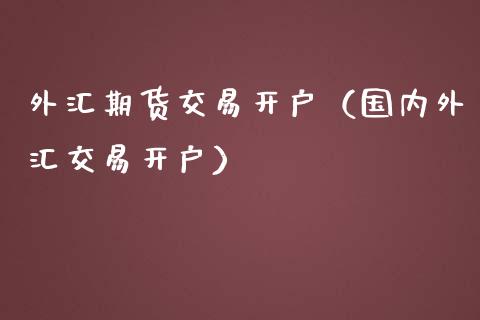 外汇期货交易开户（国内外汇交易开户）_https://www.iteshow.com_期货开户_第1张